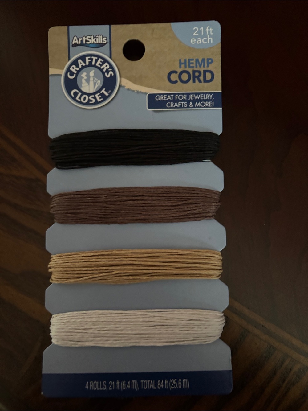 NIP ArtSkills Hemp Cord Set in Black, Dark Brown, Tan & Cream